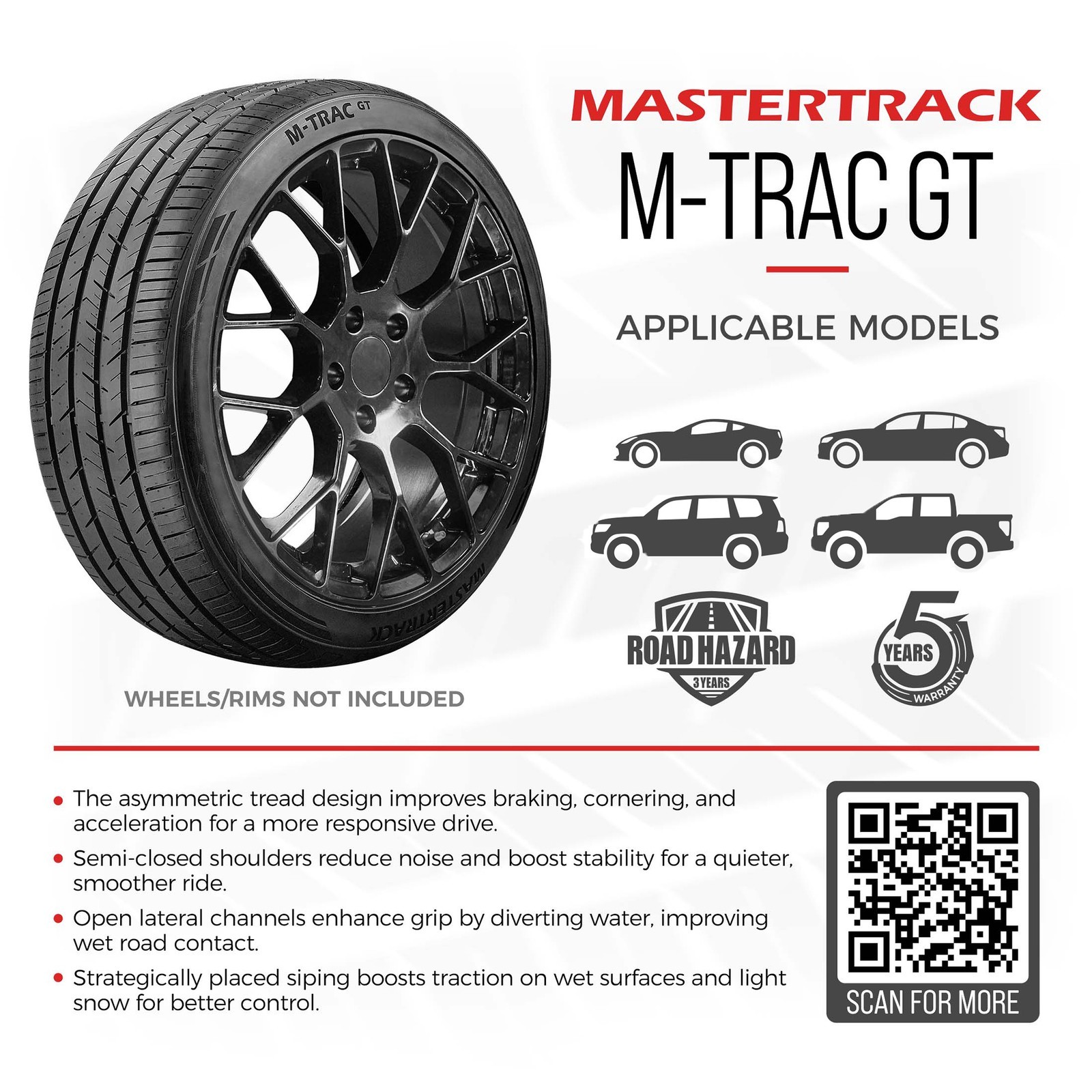 4 PACK Mastertrack M-TRAC GT High Performance 255/30ZR22 95W XL Passenger Tires