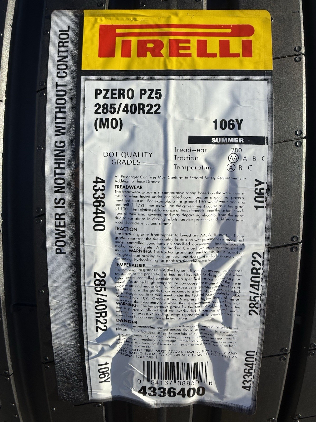 TWO BRAND NEW 285/40R22 Pirelli P Zero PZ5 MO Mercedes-Benz Tires 2854022