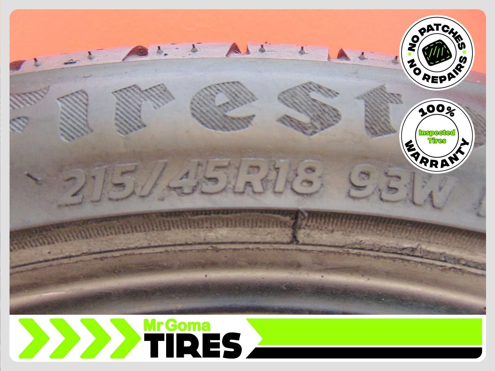 2 FIRESTONE FIREHAWK A/S V2 XL 215/45R18 USED TIRES 8.2/32 TREAD 2154518