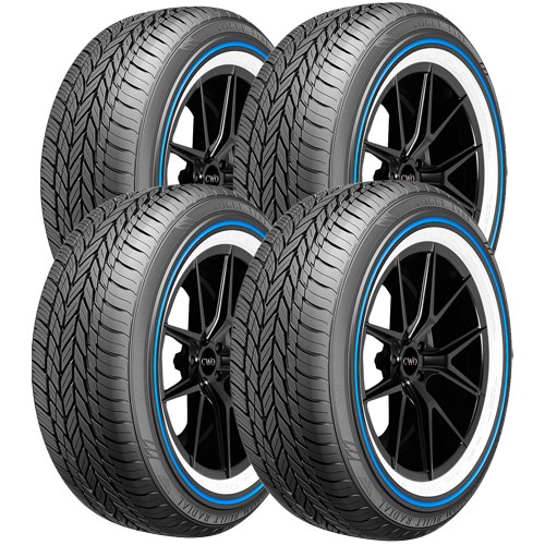 (QTY 4) 245/40R20 Vogue Custom Built Radial VIII 99V SL Blue/White Tires