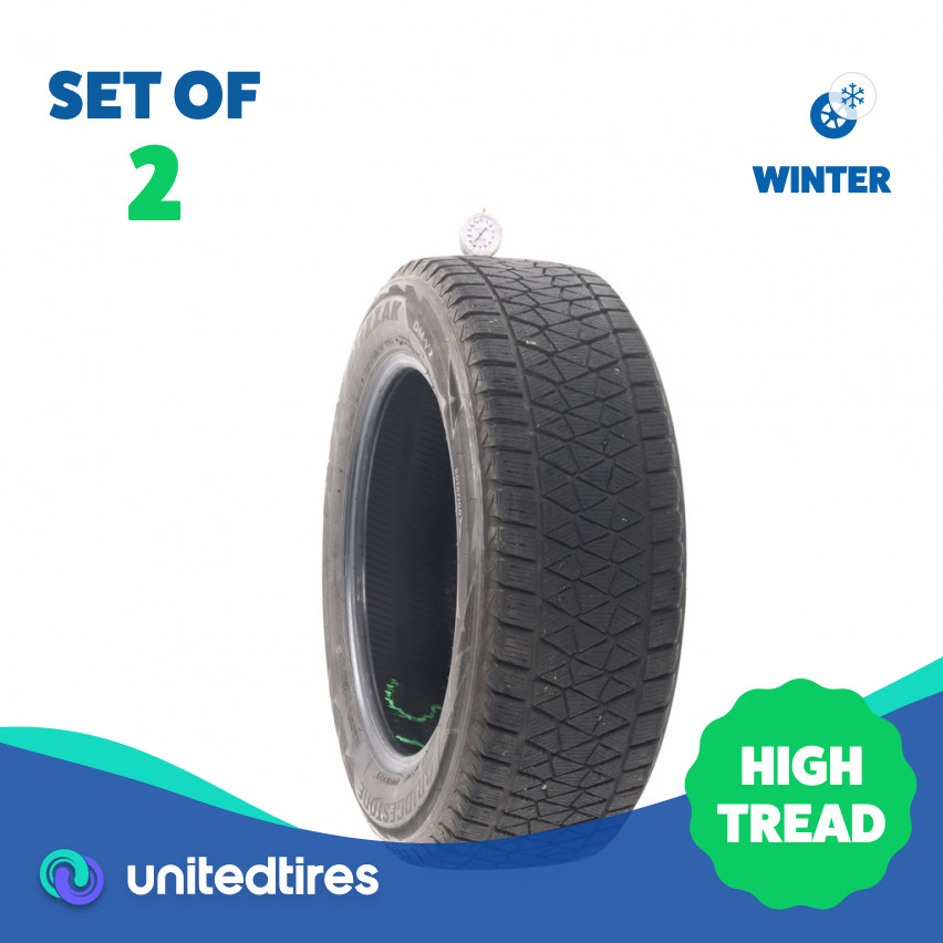 Set of (2) Used 225/60R17 Bridgestone Blizzak DM-V2 99S – 8.5/32