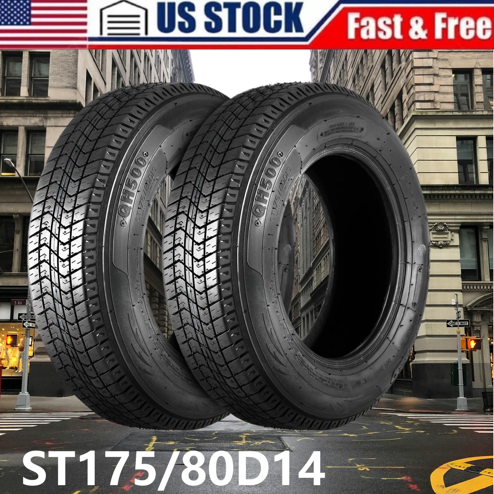 2PCS 205/75D14 Trailer Tires 205 75 14 Heavy Duty 6 PR For Utility Boat Cargo