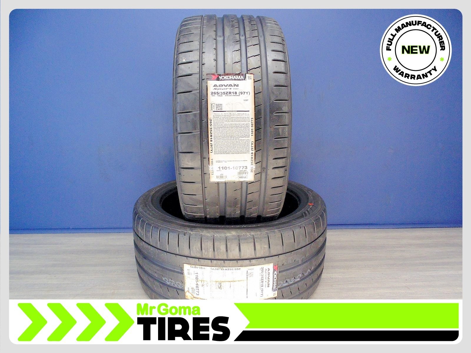 2 BRAND NEW YOKOHAMA ADVAN SPORT V107 XL 265/35ZR18 TIRES 97Y 2653518
