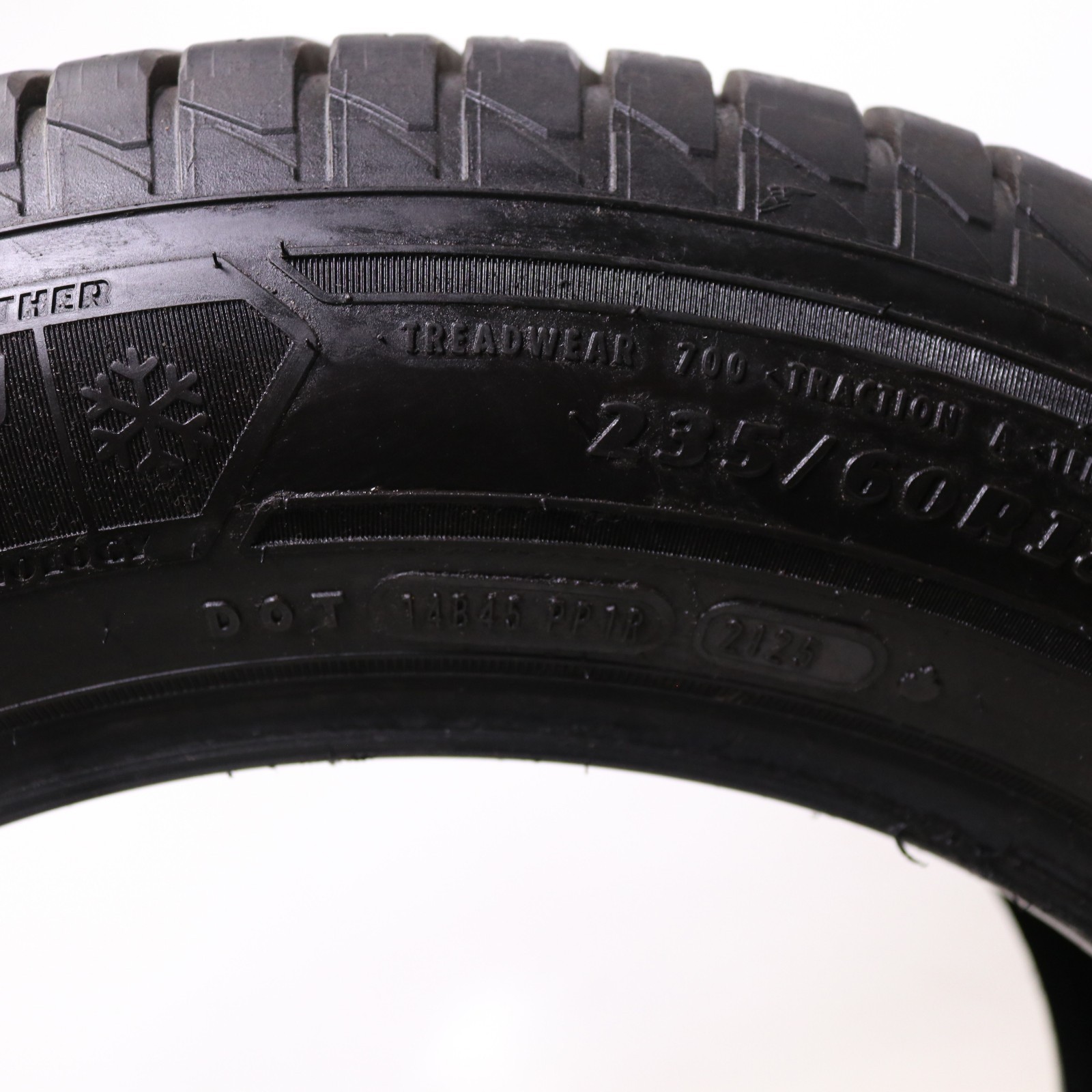 Set of 2 Used 235/60R18 Goodyear Assurance WeatherReady 2 – 107V – 9.5-10.5/32