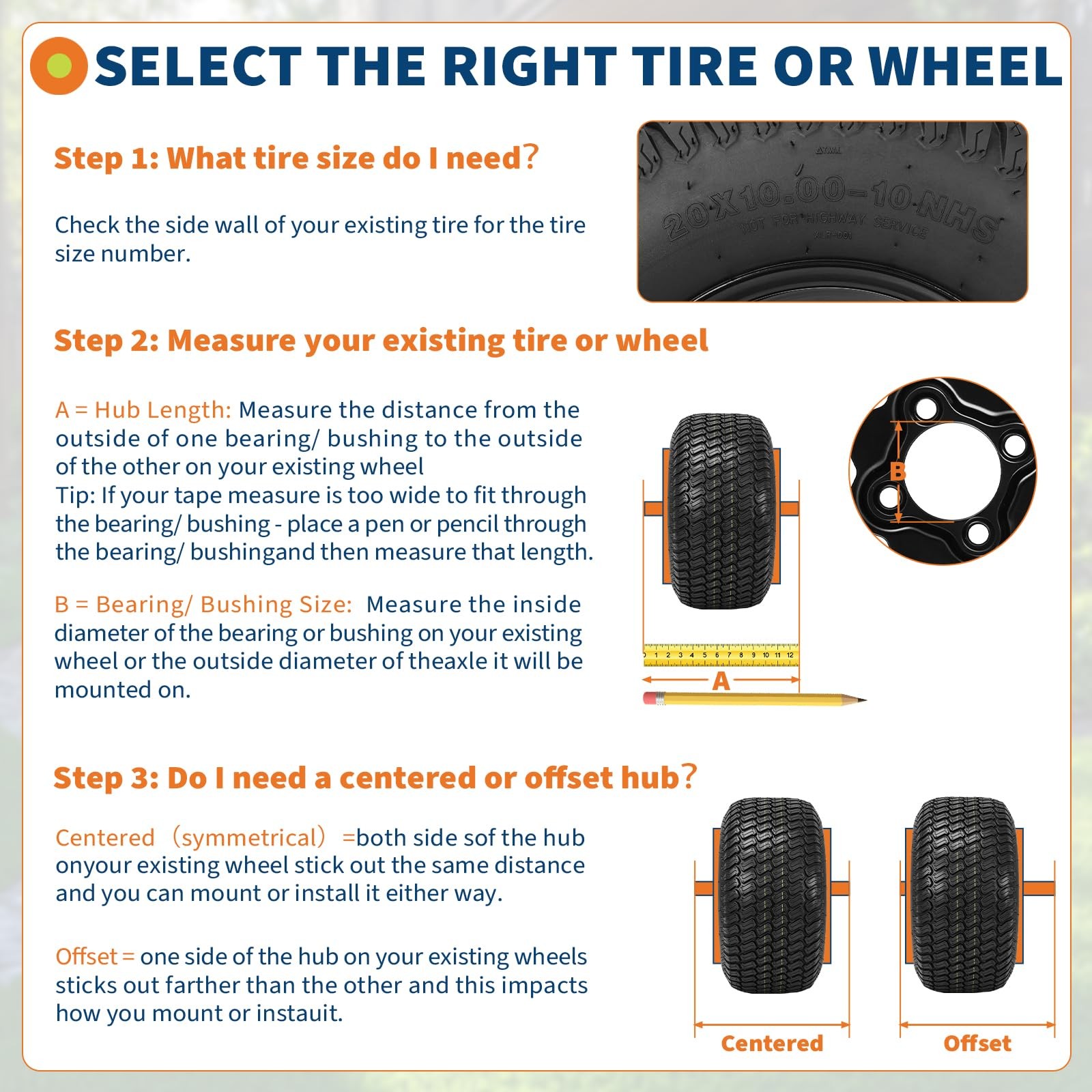 2pack 20×10-10 Rubber Lawn Mower Tire & Wheel Assembly 20×10-10 Replacement Tire