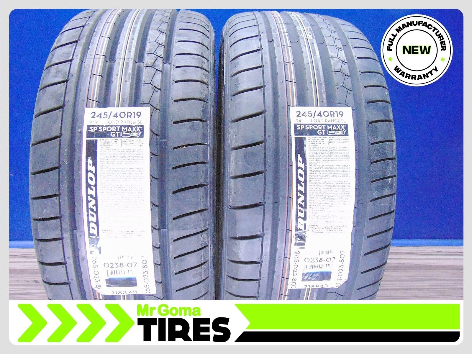 SET OF 2 NEW 245/40R19 DUNLOP SP SPORT MAXX GT DSST RFT TIRES 94Y BMW Run flat