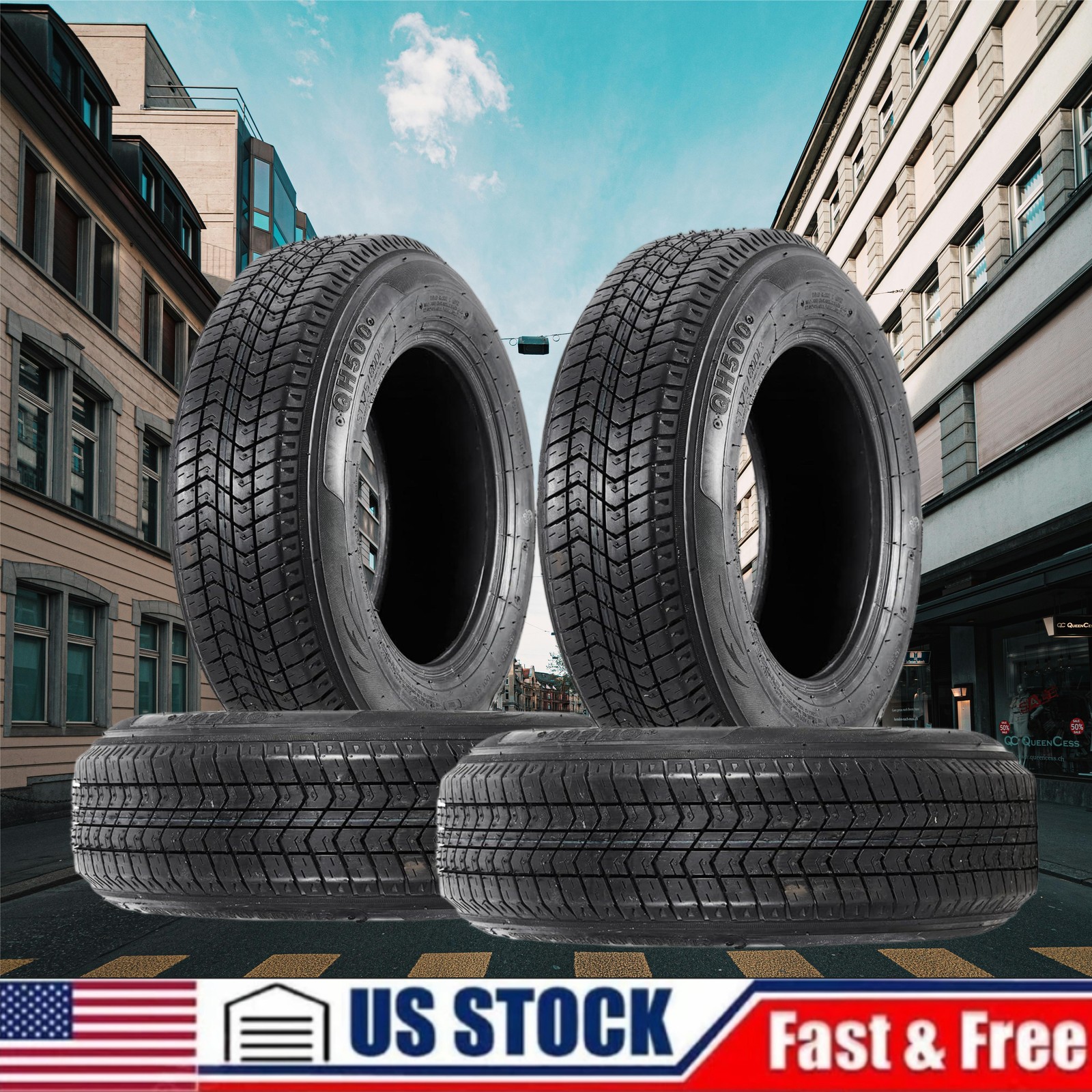 ⭐4 Pack Tires ST 205/75D14 205-75-14 205/75/14 Load Range C 6 Ply Trailer Tires