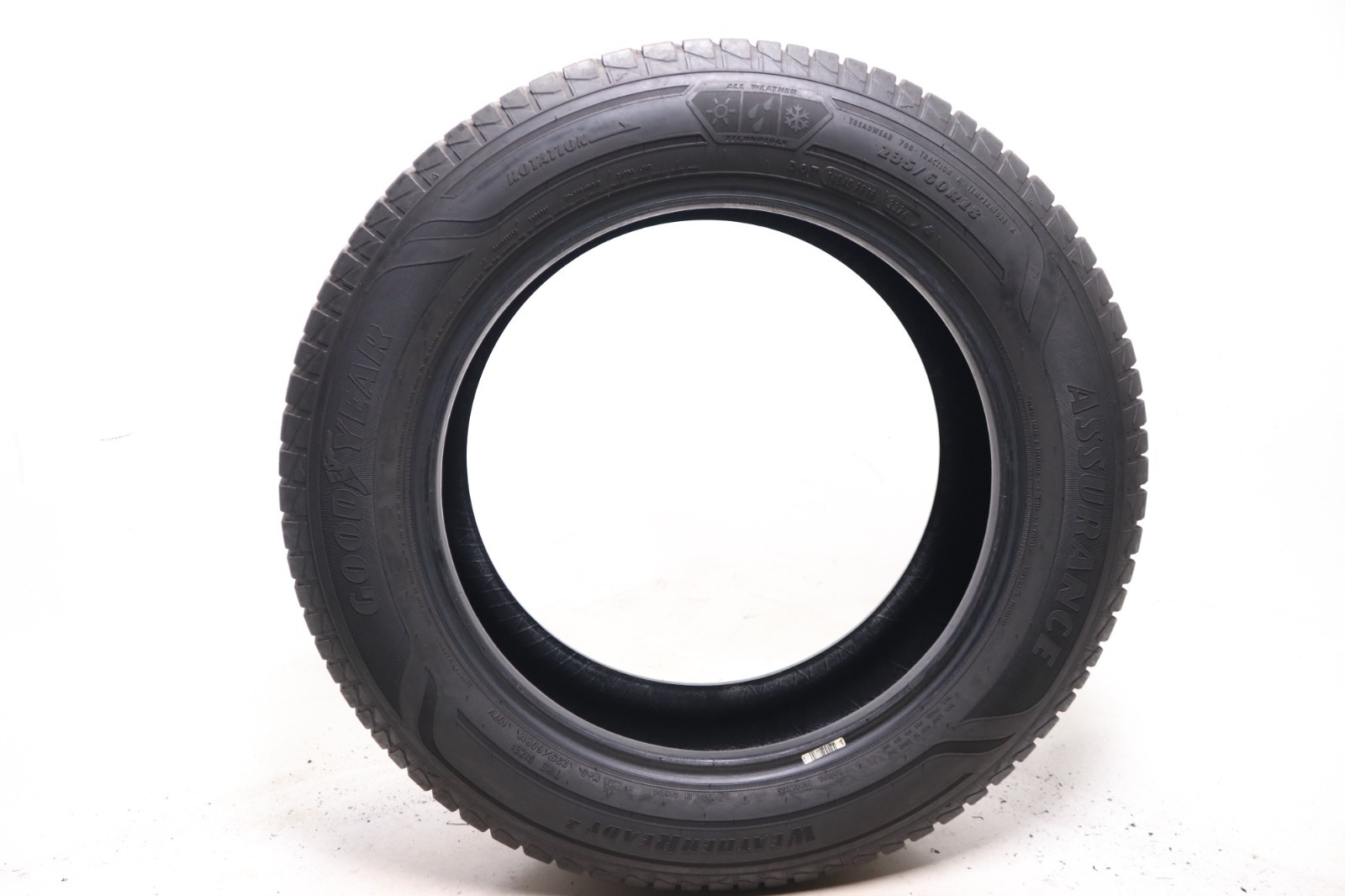 Set of 2 Used 235/60R18 Goodyear Assurance WeatherReady 2 – 107V – 8.5-9.5/32