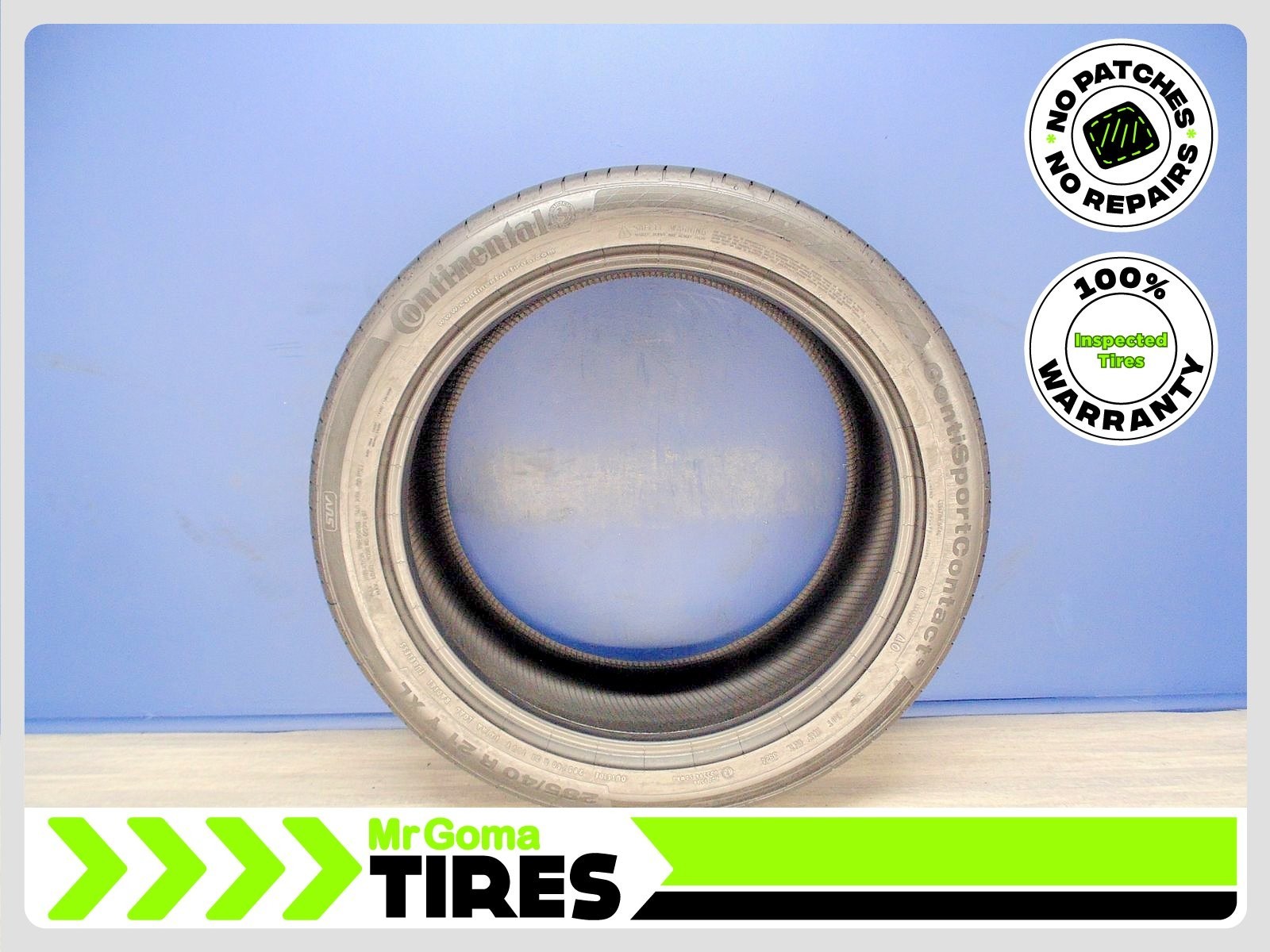 1 CONTINENTAL CONTISPORTCONTACT AO XL 285/40R21 USED TIRE 7.3/32 TREAD 2854021