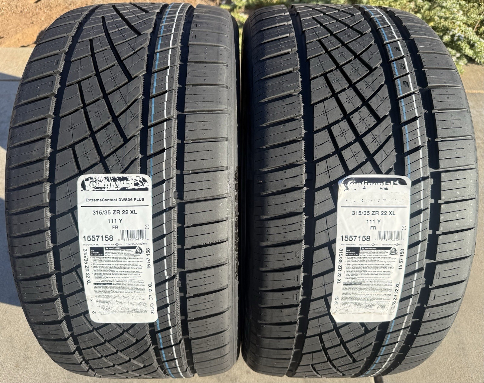 TWO BRAND NEW 315/35ZR22 111Y Continental ExtremeContact DWS 06 Plus DWS06+