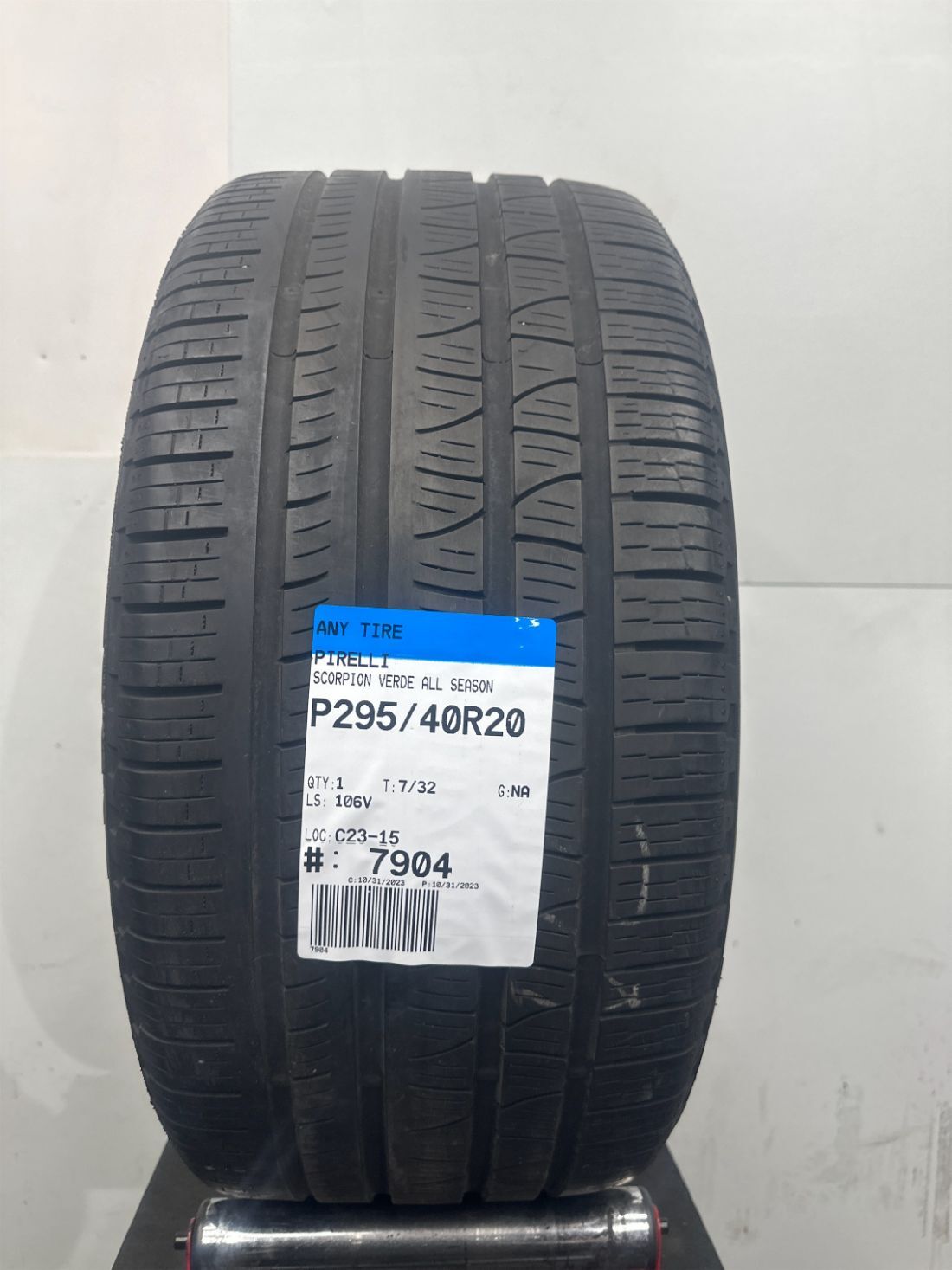1 Used Pirelli Scorpion Verde All Season P295/40R20 2954020 295/40/20 106V 7/32