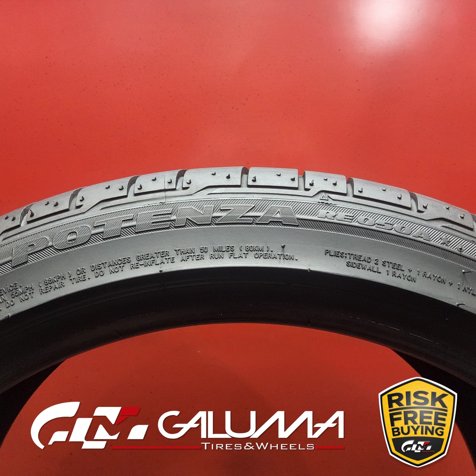 Set of 2 Tires Bridgestone Potenza RE050A RFT RunFlat 255/35R18 No Repairs 95346
