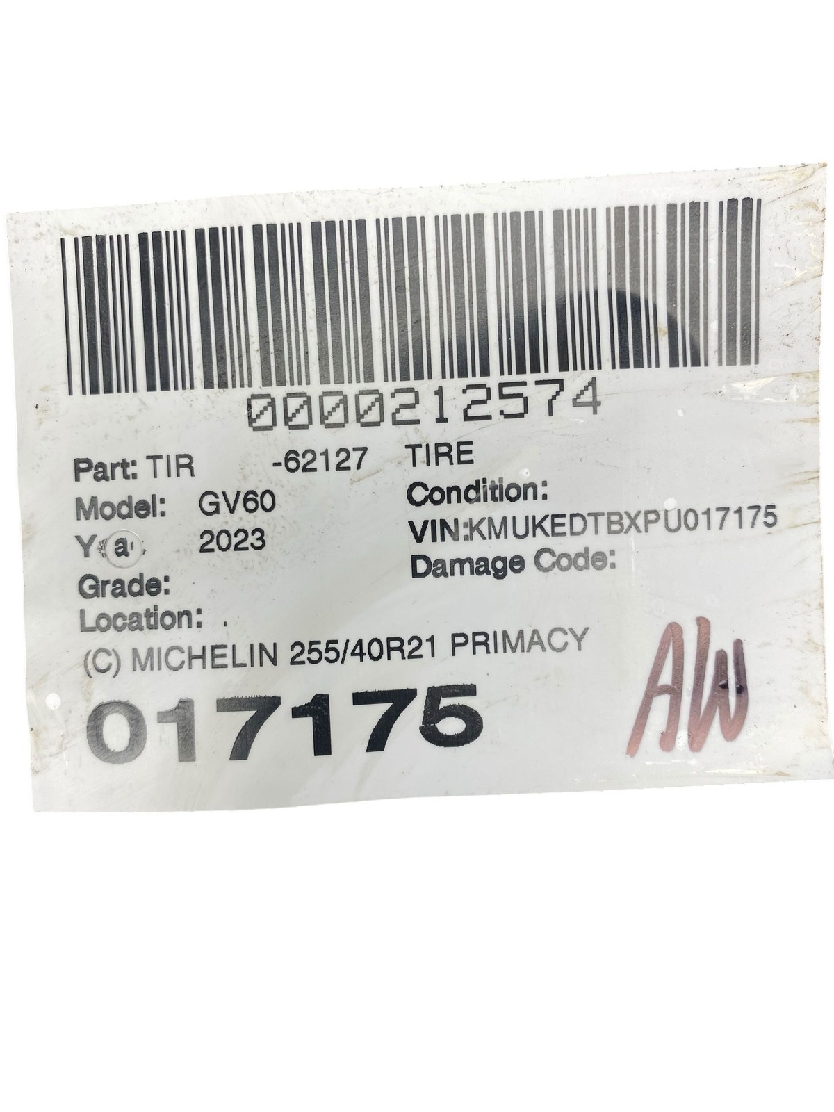 MICHELIN 255/40R21 PRIMACY TOUR A/S AOCUSTIC 6/32NDS DOT(4822)