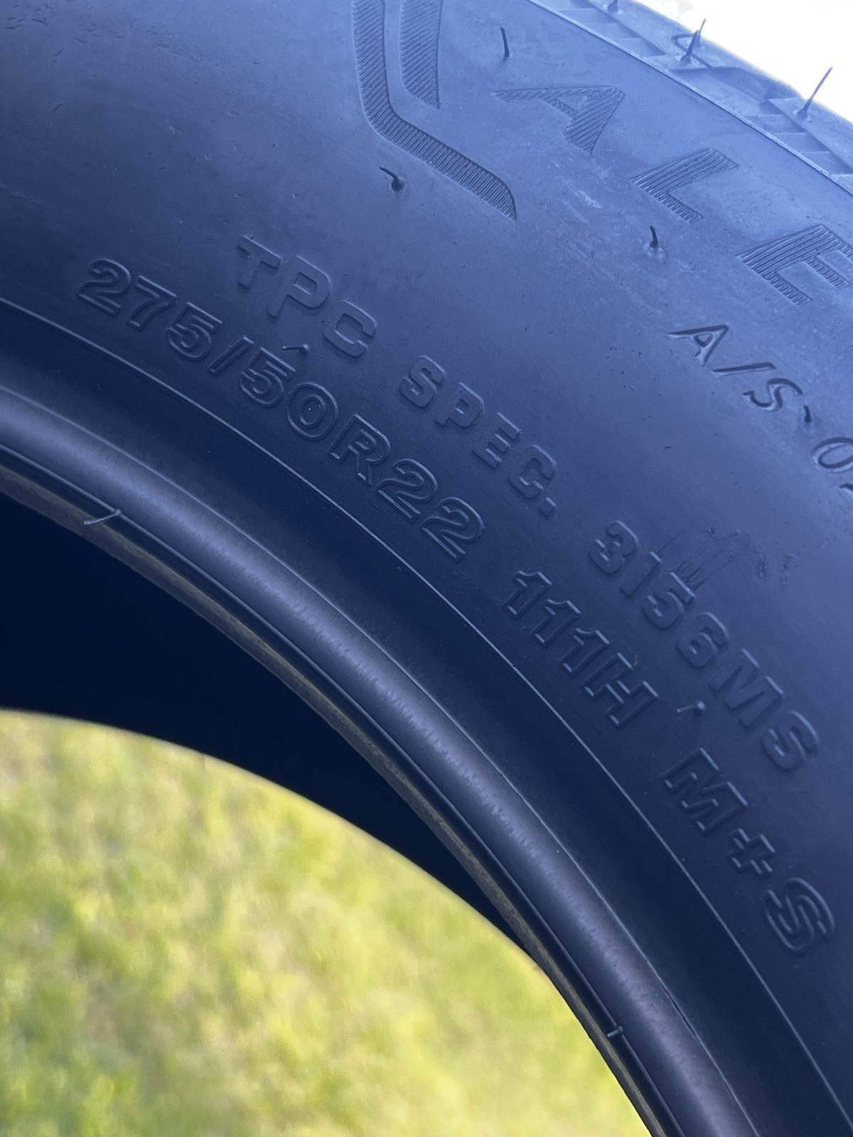 1 Tire Bridgestone Alenza A/S 02 TPC 275/50R22 111H DOT.3725 9.25/32