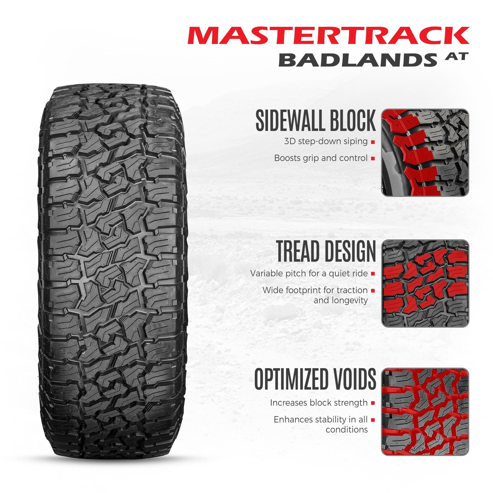 4 All Terrain Tires Mastertrack BADLANDS AT 265/75R16 116S SUV Light Truck Tire