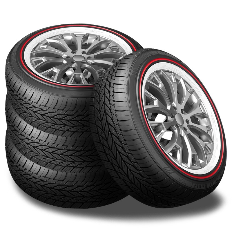 4 Vogue Custom Built Red Stripe+White Sidewall 215/70R15 103H 60K MILE Warranty