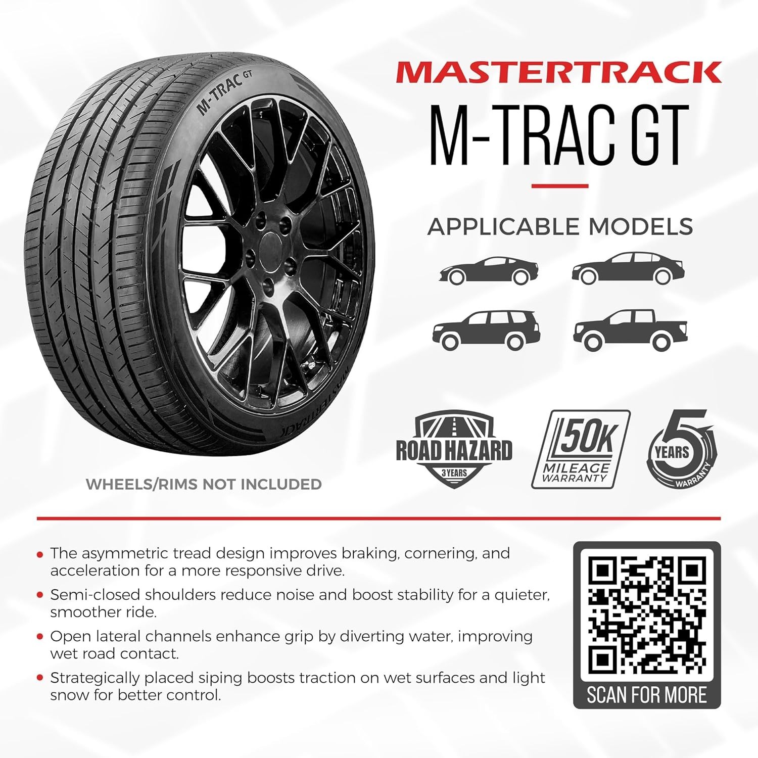 Set of 4 Mastertrack M-TRAC GT 285/45R22 114V XL Ultra High-Performance Tires