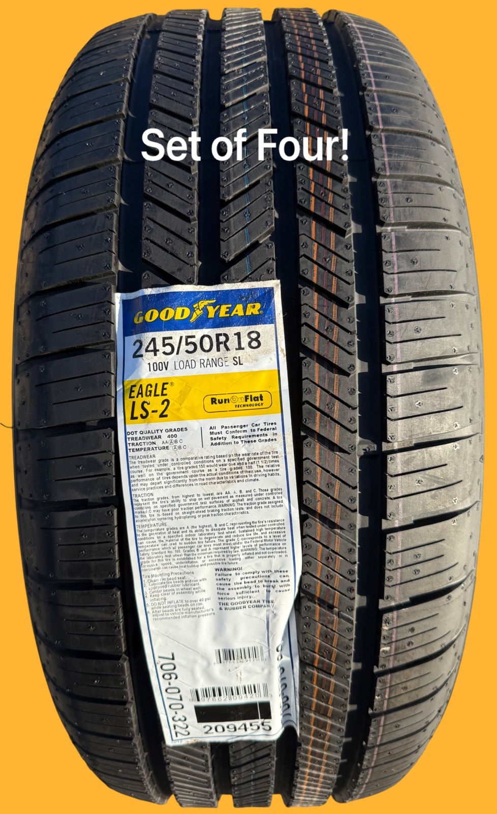 FOUR BRAND NEW 245/50R18 Goodyear Eagle LS2 All Season ★ BMW Run Flat ROF Tires