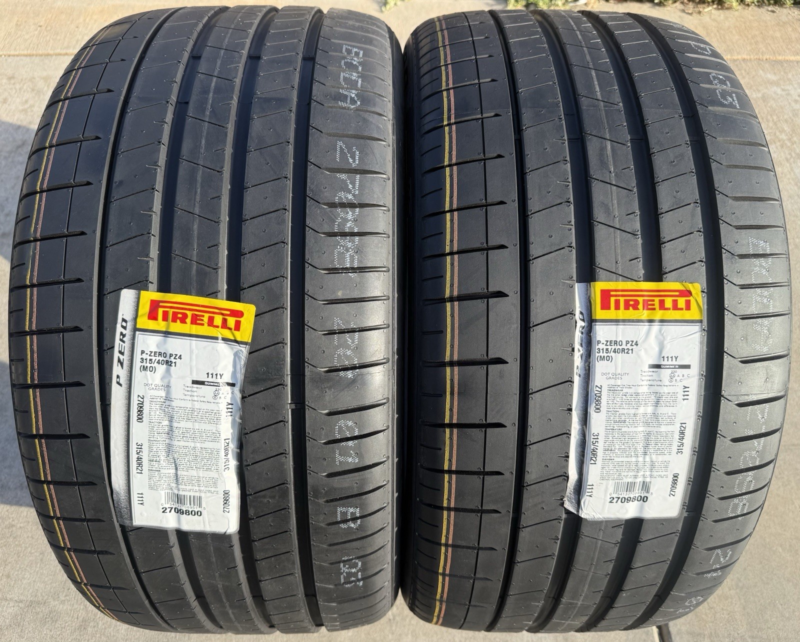 Set of TWO BRAND NEW 315/40R21 111Y Pirelli P Zero PZ4 Sport MO Mercedes Tires