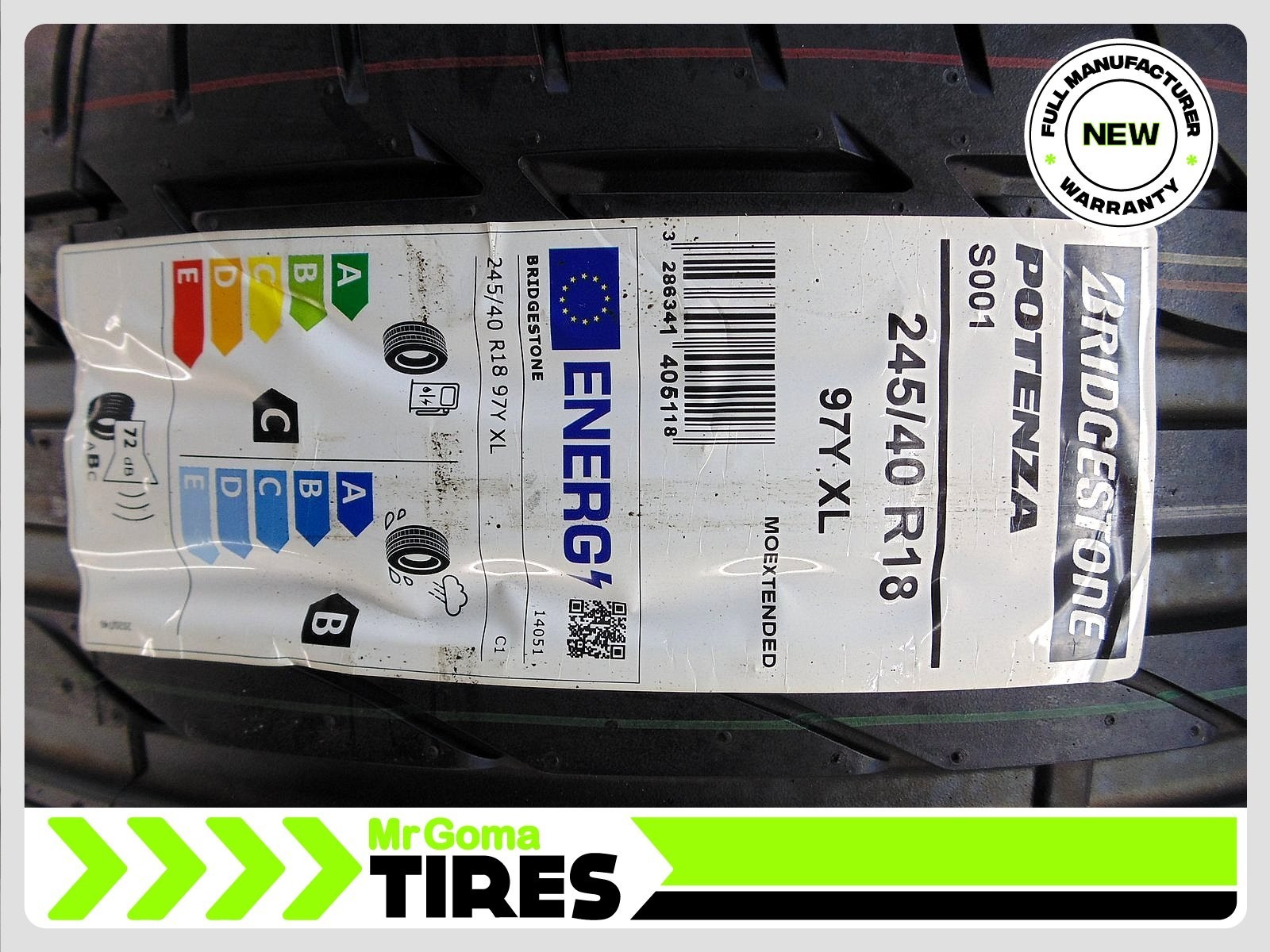 1 BRAND NEW TIRES BRIDGESTONE POTENZA S001 MOE RFT XL 245/40R18 97Y 2454018