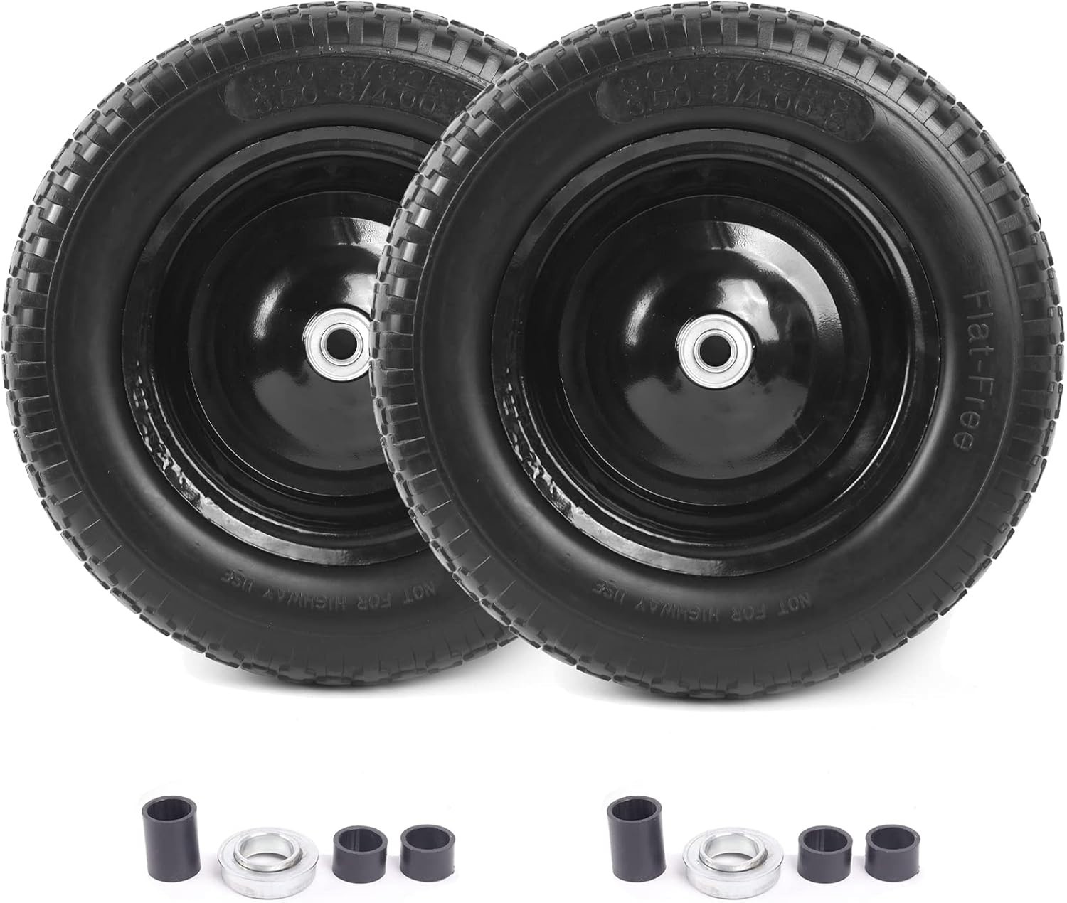 (2-PACK) 4.80/4.00-8 Flat Free Tire and Wheel – 14.5(Flat Free Tire)