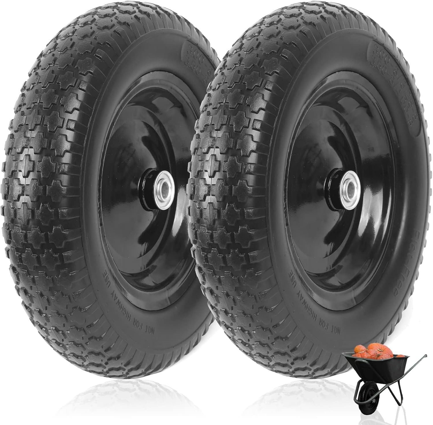 (2-PACK) 4.80/4.00-8 Flat Free Tire and Wheel – 14.5(Flat Free Tire)