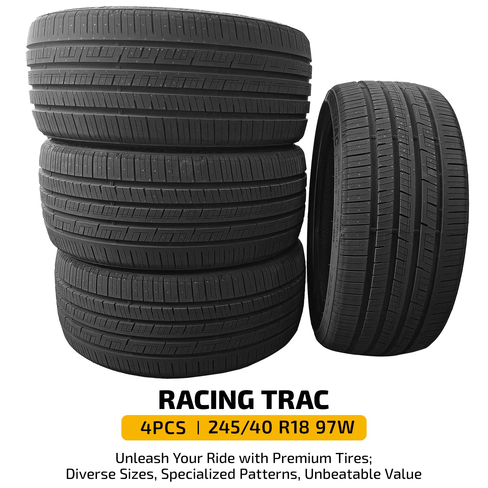 4 RACING TRAC Tires 245/40ZR18 97W – A/S All Season Quiet & Responsive Handling