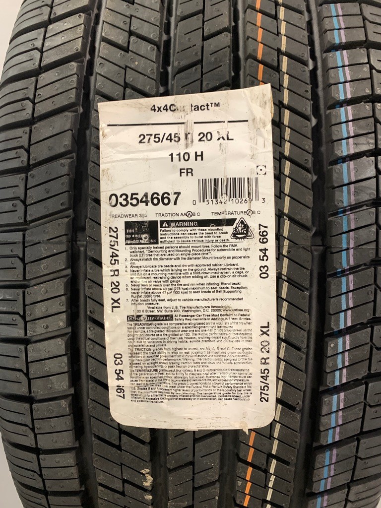 2 New 275 45 20 Continental 4×4 Contact Extra Load All Season Tires