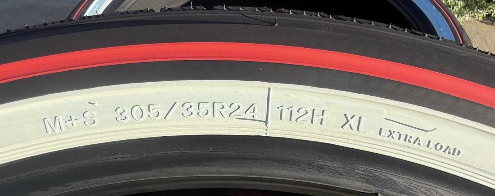 TWO BRAND NEW 305/35R24 112H Vogue Custom Built Radial SCT2 Whitewall Red Stripe