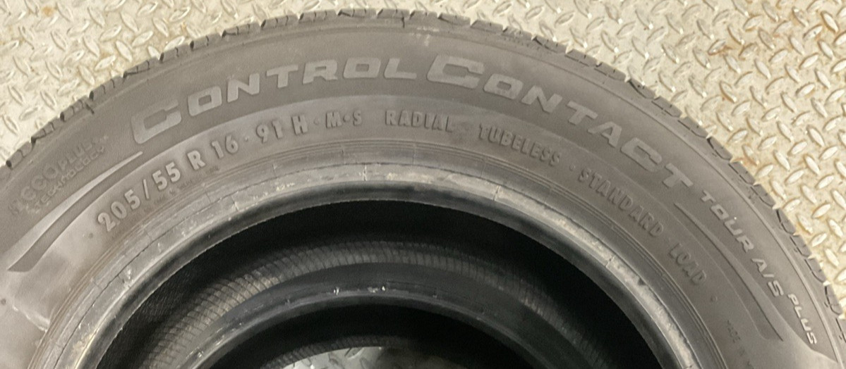 2- Used CONTINENTAL CONTROL CONTACT TOUR A/S PLUS 205/55R16 91H SL BSW