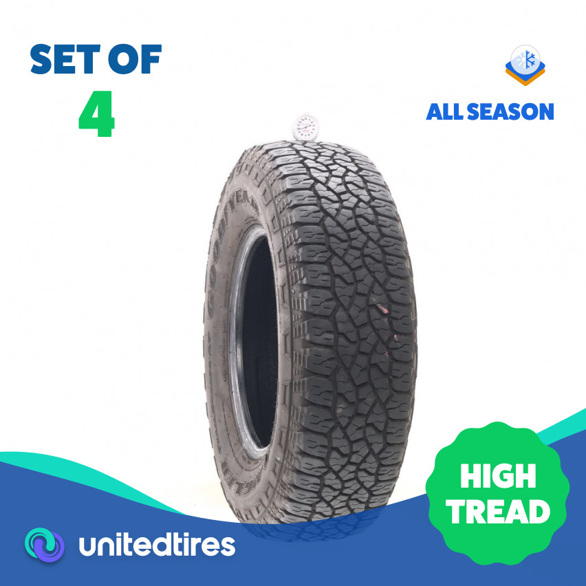 Set of (4) Used 235/75R15 Goodyear Wrangler Trailrunner AT 105S – 9.5-10.5/32