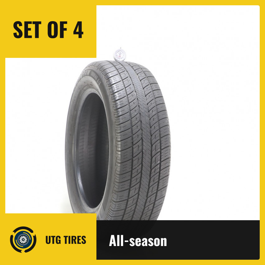 Set of (4) Used 225/60R18 Uniroyal Tiger Paw Touring A/S 100H – 7-9/32