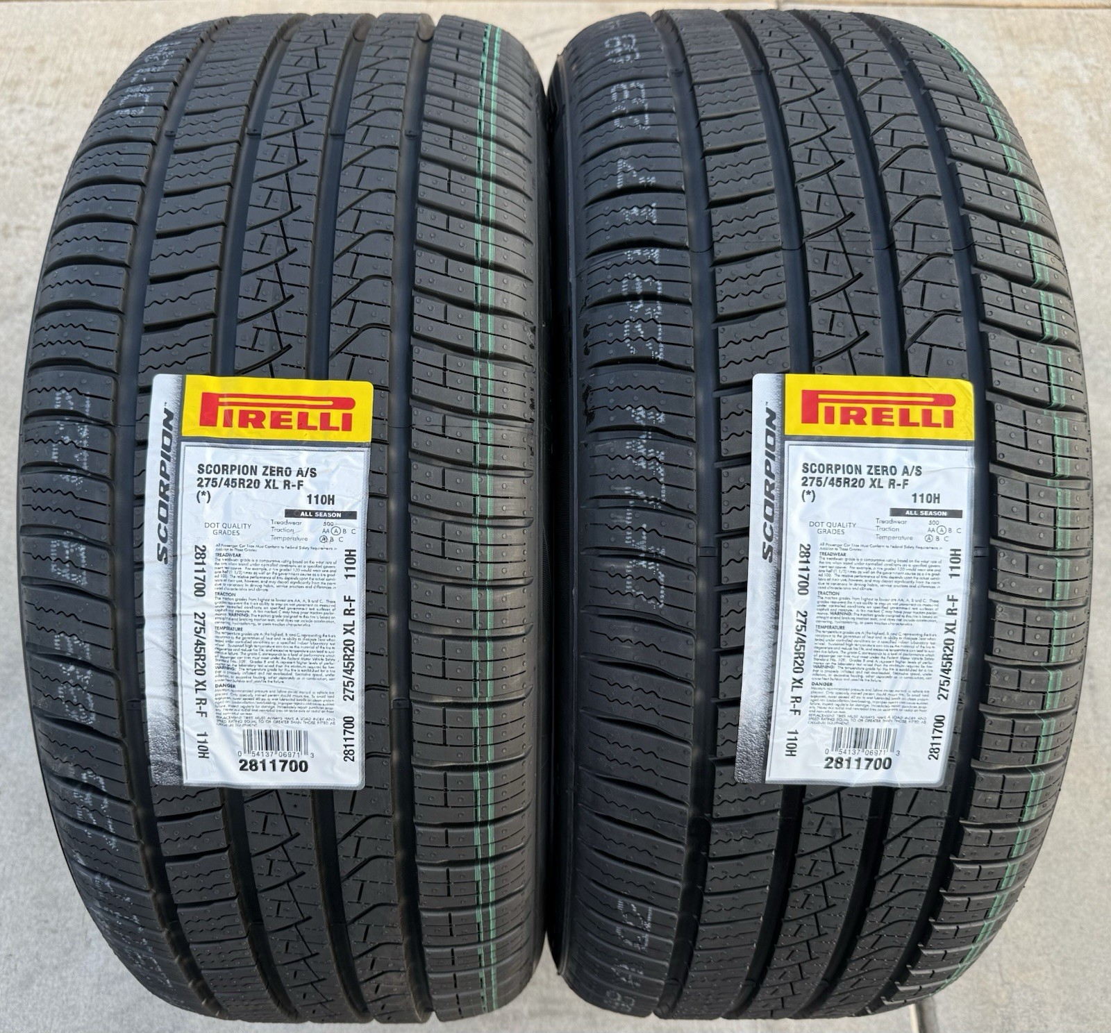 Set of TWO BRAND NEW 275/45R20 110H Pirelli Scorpion Zero A/S Run Flat BMW Tires