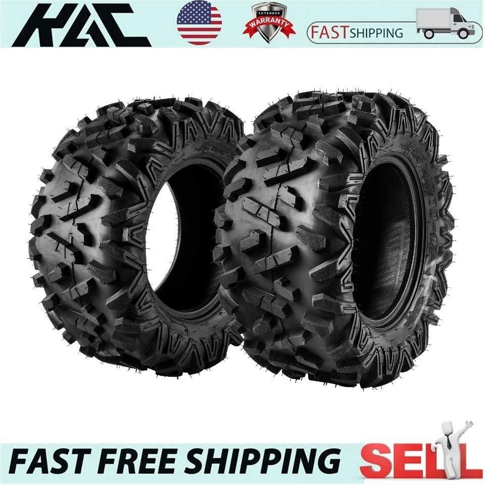 2PCS 25×10-12 25x10x12 ATV Tires 6Ply 25-10-12 All Terrain UTV Tires 