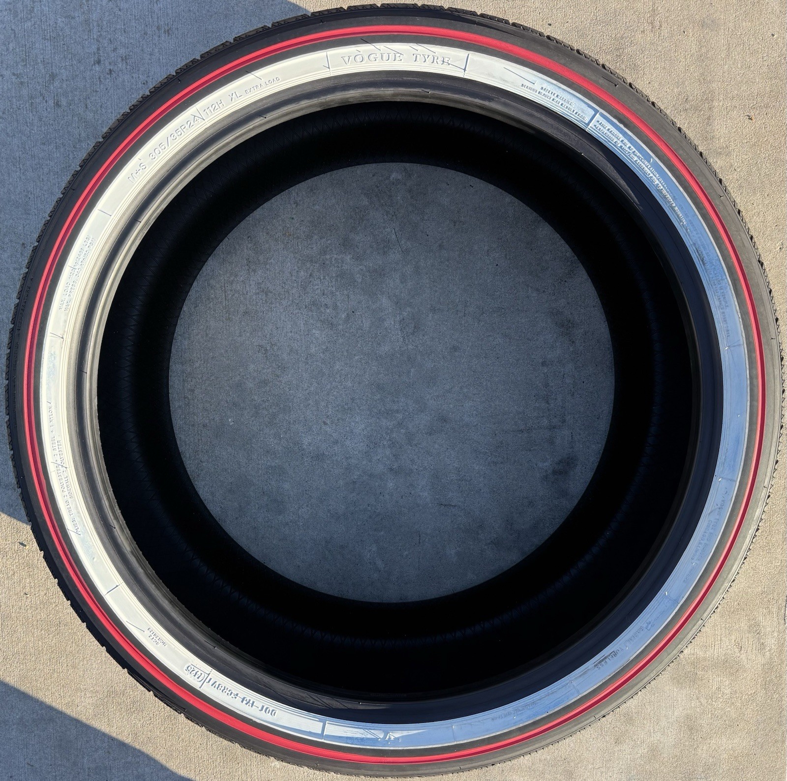 TWO BRAND NEW 305/35R24 112H Vogue Custom Built Radial SCT2 Whitewall Red Stripe