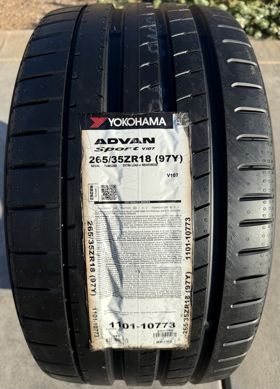 Set of FOUR BRAND NEW 265/35ZR18 (97Y) Yokohama ADVAN Sport V107 Tires 2653518