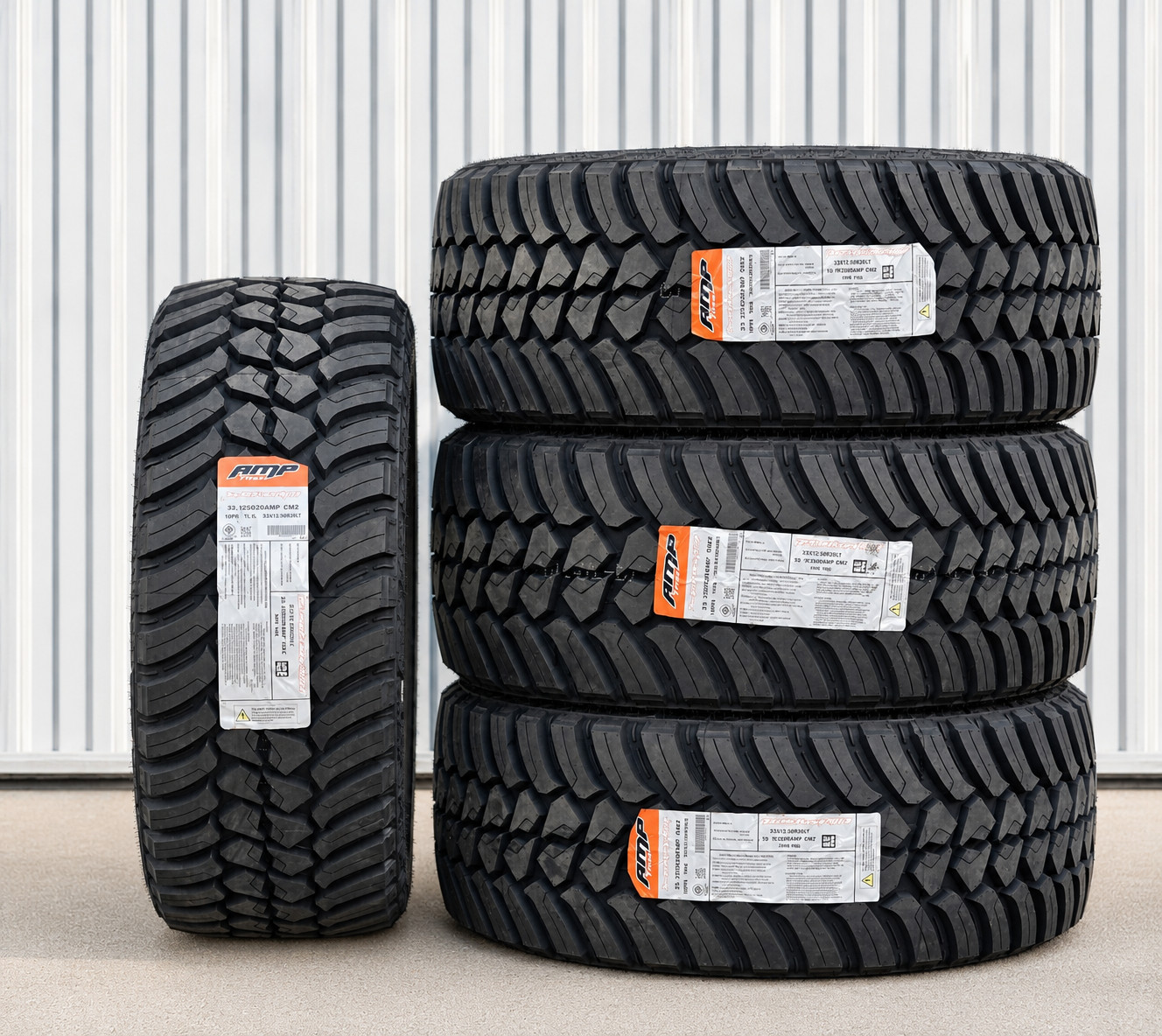 Set of 4 37×13.50R20LT AMP Mud Terrain Attack M/T Load E 127Q Set of 4 Tires New