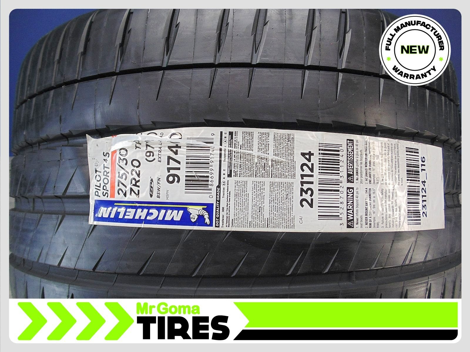 1 BRAND NEW 275/30ZR20 MICHELIN PILOT SPORT 4S ZP RSC RFT XL TIRE 97Y 2753020