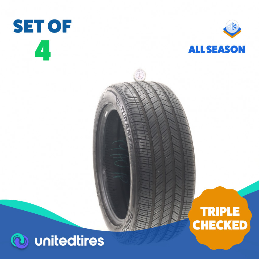 Set of (4) Used 225/50R17 Bridgestone Turanza Quiet Track 94V – 7-8.5/32 (1901N)