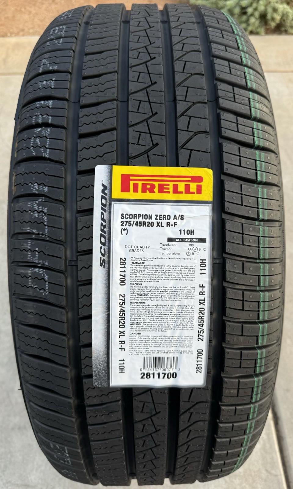 Set of TWO BRAND NEW 275/45R20 110H Pirelli Scorpion Zero A/S Run Flat BMW Tires