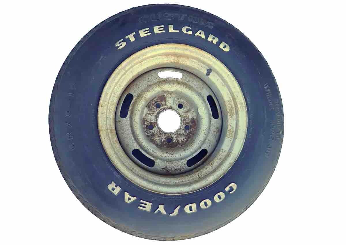 GM 15×8 AZ Rally Wheel with Goodyear GR70-15 Steelgard Tire 1970s Corvette OEM