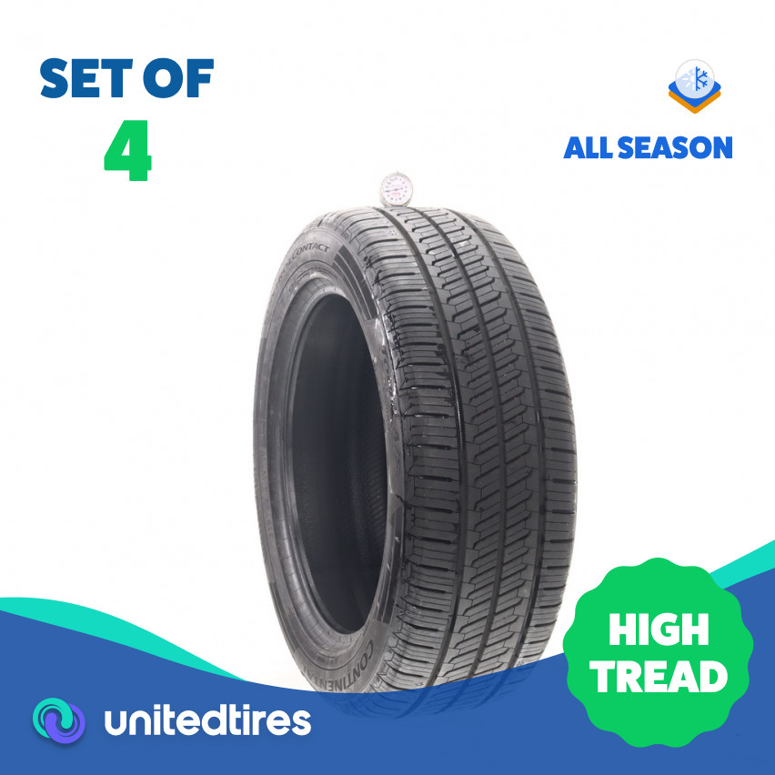 Set of (4) Used 235/55R19 Continental ControlContact Tour M A/S EV – 10-10.5/32