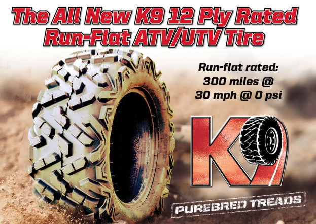 New Tire 25 10 12 K9 Run Flat 12 Ply Tubeless ATV 25×10-12 25×10.00×12