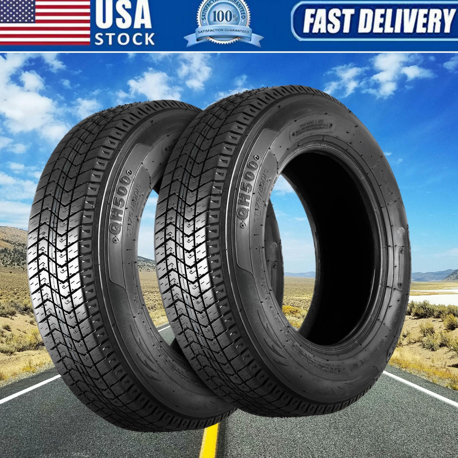 ⭐Set 2 ST205/75D14 Trailer Tires 205 75 14 6Ply Tubeless Load Range C 205/75D14