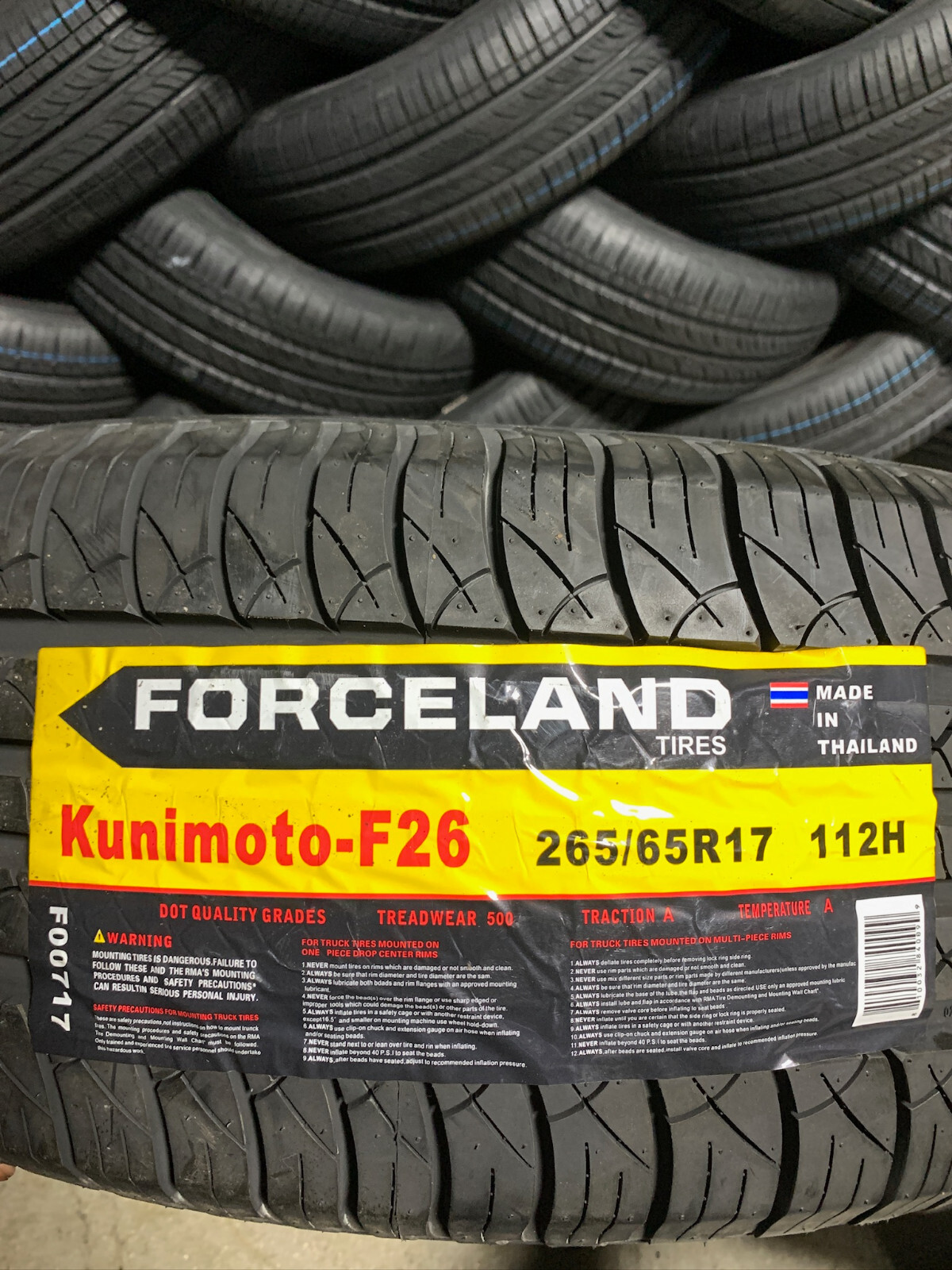 1 New 265 65 17 Forceland Kunimoto F26 H/T Tire