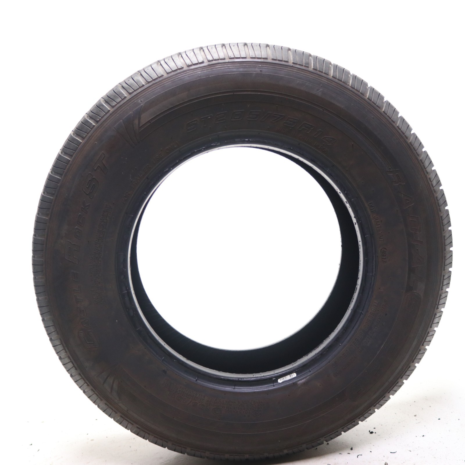 Set of 4 Used ST 205/75R14 Castle Rock Radial ST226 – 105/101L – 7/32 No Repairs