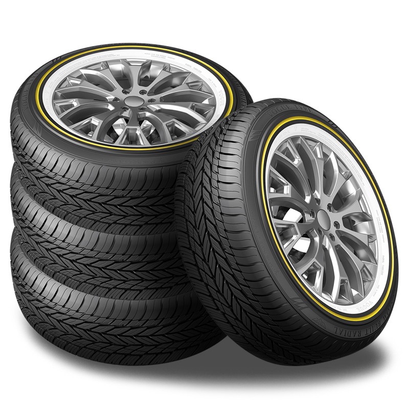 4 Vogue Custom Built Gold Stripe+White Sidewall 215/50R17 95V 60K MILE Warranty