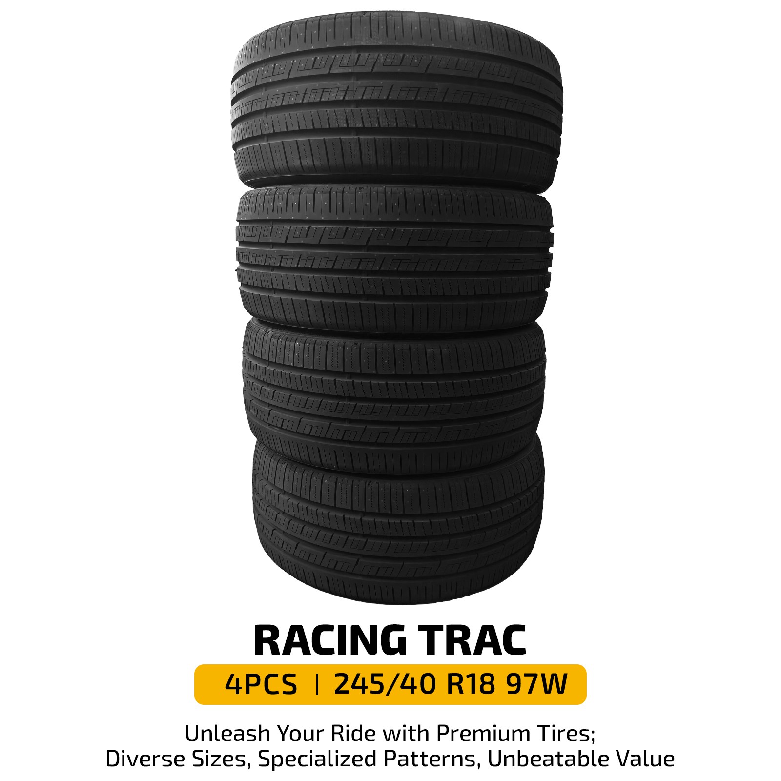 4 RACING TRAC Tires 245/40ZR18 97W – A/S All Season Quiet & Responsive Handling
