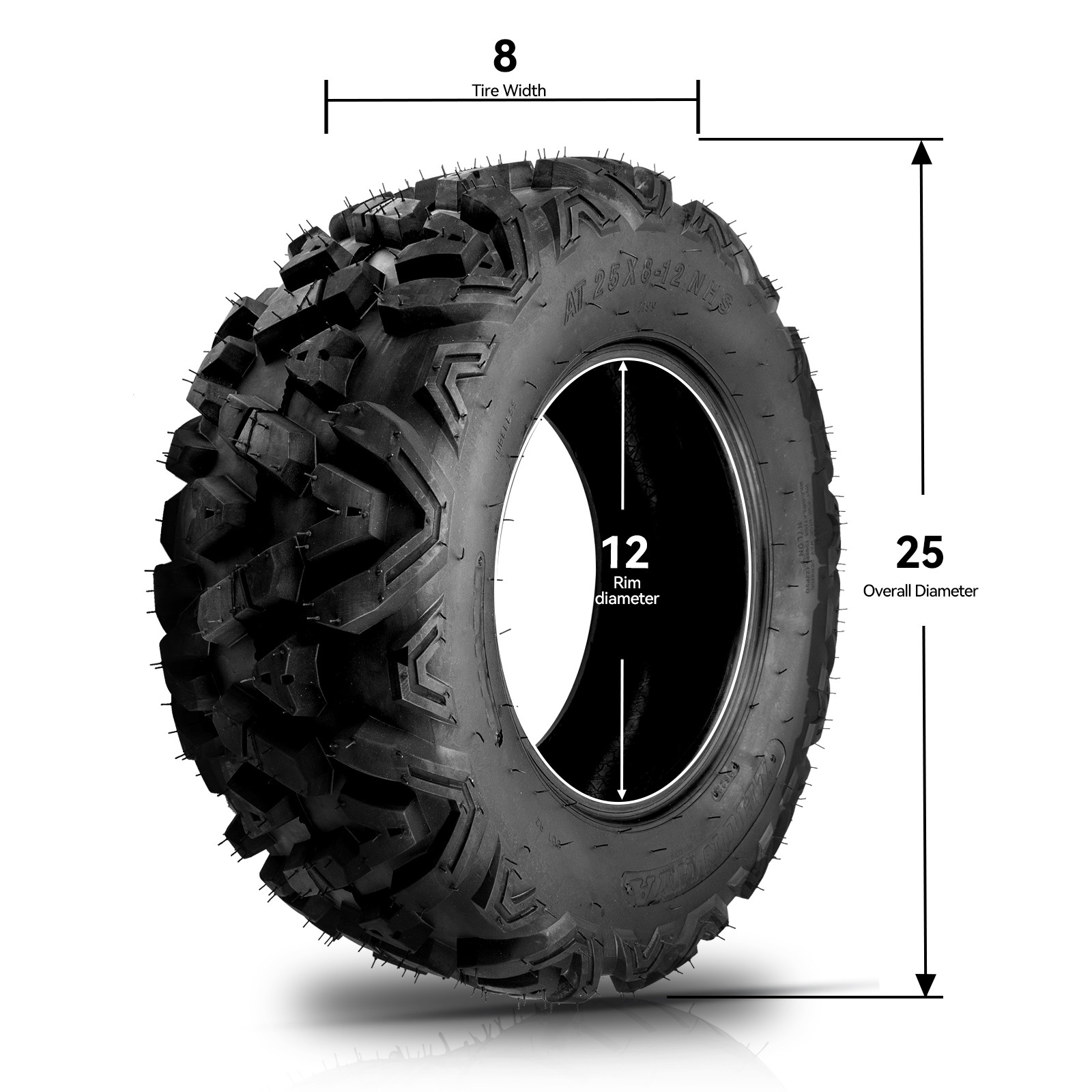 1pc 25×8-12 ATV Tire 6ply All Terrain New