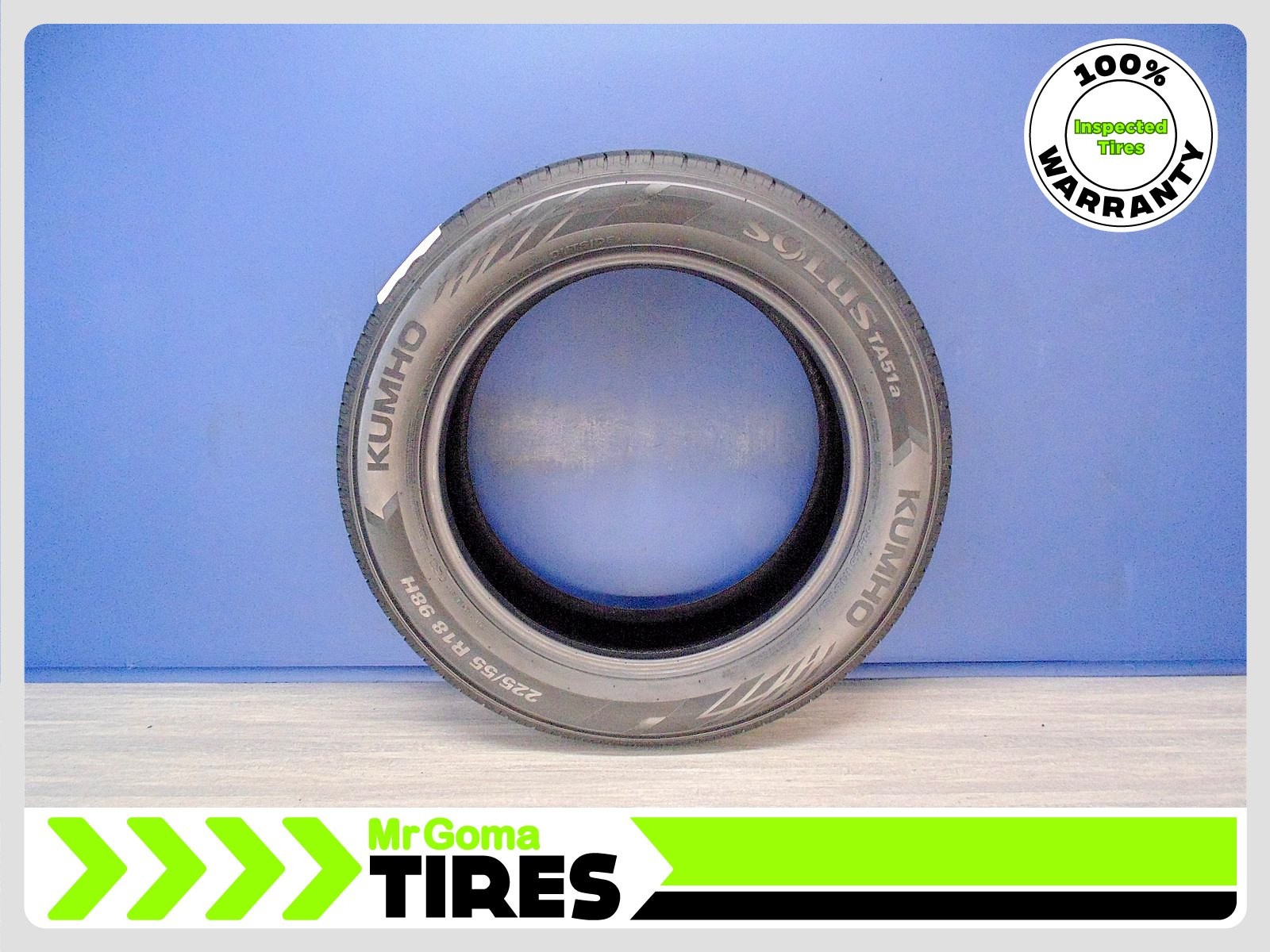 1 KUMHO SOLUS TA51A 225/55R18 USED TIRE 8.0/32 TREAD 98H 225/55/18 2255518